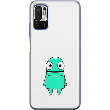 Kompatibel Mobilcover til Xiaomi Xiaomi Redmi Note 10 5G Turkis tegneseriefigur med store øjne og en glad personlighed i enkel illustration