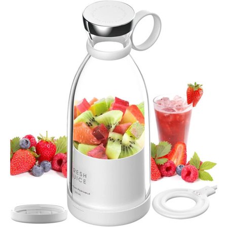 Bærbar Power Blender - Batteridrevet Smoothie Mixer USB 350ml Hvid