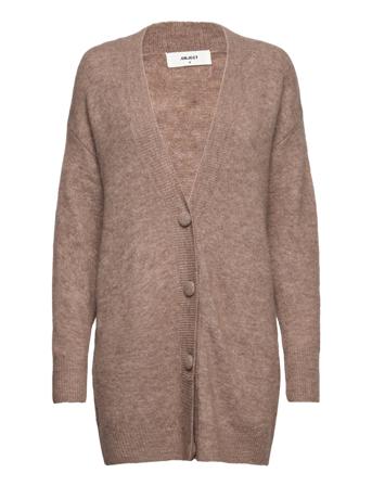 Objellie L/S Knit Cardigan Stickad Tröja Cardigan Beige Object