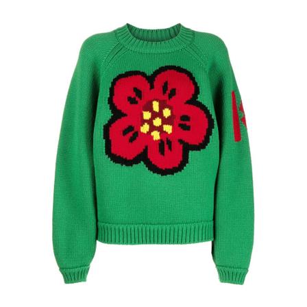 Kenzo, Round-neck Knitwear Groen, Dames, Maat:S,wol