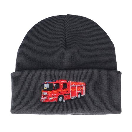 Kiddo Cap - Grau Mütze - Kids Fire Truck Graphite Grey Cuff @ Hatstore