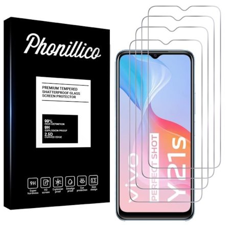 Näytönsuojakalvo - Phonillico - Vivo Y21S - Pakkaus 4 - Karkaistu lasi - Naarmunkestävä