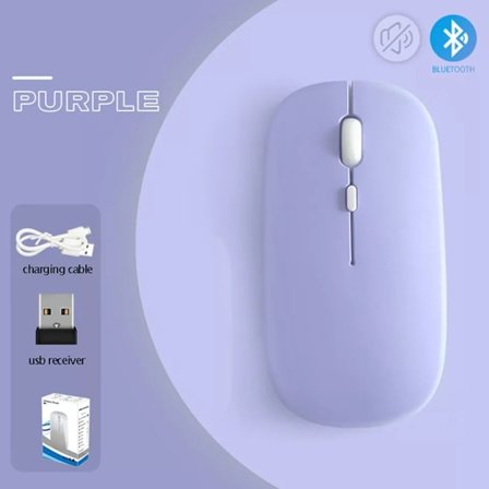 Trådlös 2.4GHz & Bluetooth Mus, för Laptop/PC/Mac/iPad Pro (lila)