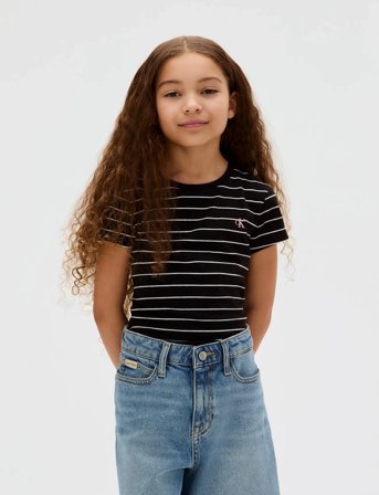 Calvin Klein Stripe Ss Slim Tee - Black - 164