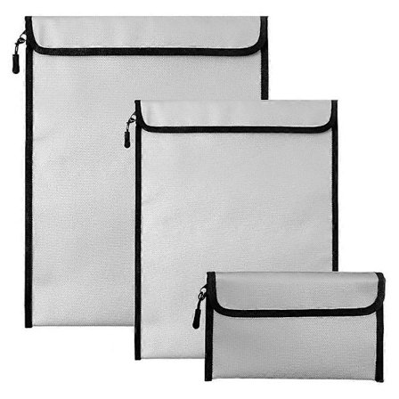 3 stk. brannsikker vanntett pose for penger og viktige dokumenter (2000°F), brannsikker pose for dokumenter, brannsikker