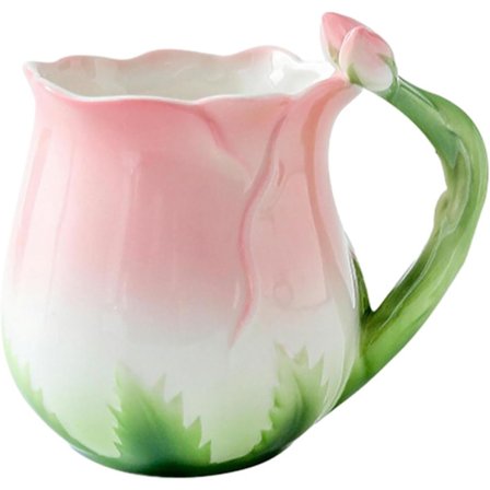 Färgad Ros Keramik Kaffe Märke Vattenkopp, Tallrik, Platta, Kruka Set för kontor hem restaurang café tehus - Rosa Ros Mugg
