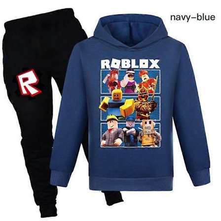 Julegaver Roblox 2 stk Spillmønster Hoodie og Buksesett Jenter Gutter Hettestropp Genser Pullover Topper Barn Tenåringer