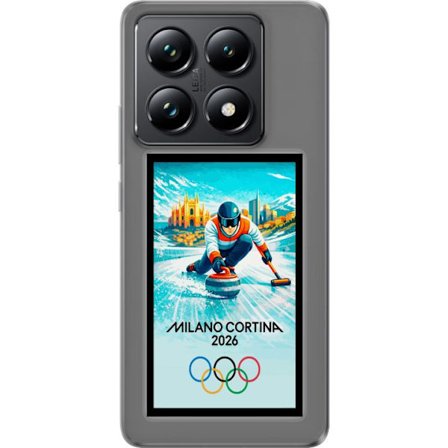 Yhteensopiva Puhelinkuori Xiaomi 14T Jääkiekkoilukuva, jossa pelaajat liikkuvat jäällä, Milano Cortina 2026, Milanin maamerkit ja olympialaisten renka