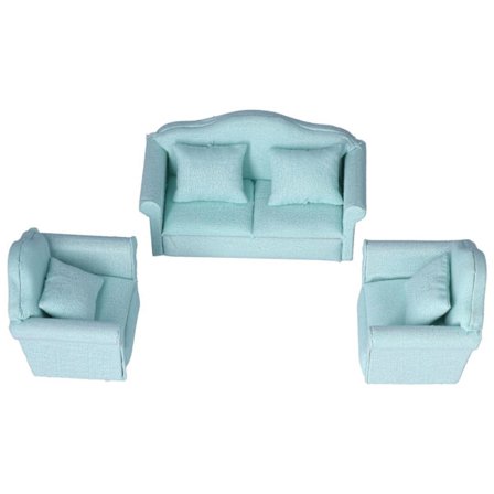 Miniatyr Dockhus Soffa med Ryggkudde DIY Möbeltillbehör Grön
