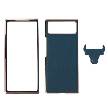 Fodral för Xiaomi MIX Fold 2, skyddande skal, reptåligt läder, galvaniserat, blått