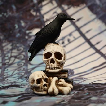 Diy Crow På Skelett Halloween Dekorationer Med Led-ljus, Crow