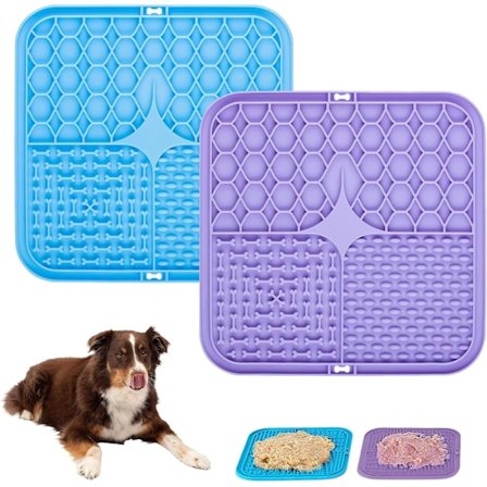 Slikkemåtte til Hund med Sugekopper, Lindrer Angst, Anti-Frådseri Skål, Let at Rengøre, til Hundebad, Hundepleje