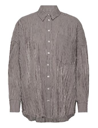 Crinckle Pop Nelly Shirt Tops Shirts Long-sleeved Black Mads Nørgaard