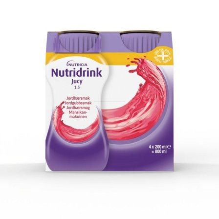 Nutridrink Jucy næringsdrikk jordbær 4x200 ml