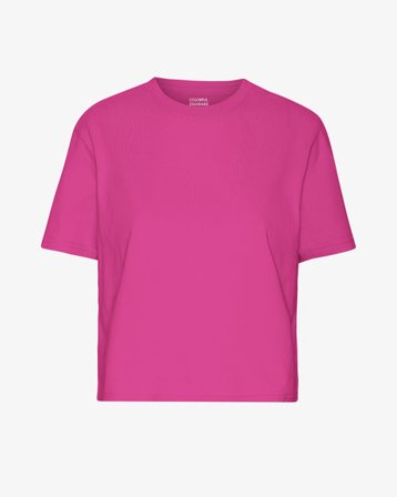 Organic Boxy Crop Tee - Magenta Blaze