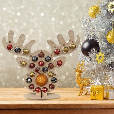 Julekalender Nedtællingskalender Træ Juletræ Hjorte Hovedformet Stativ Chokolade Slik Display Stativ med 24 Huller til Festdekoration