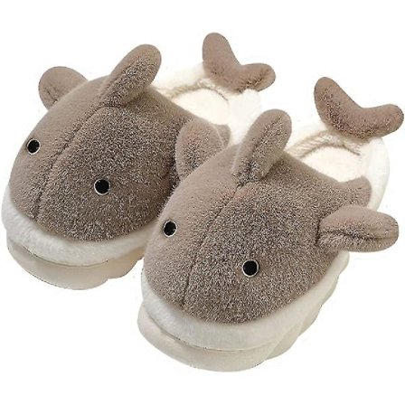 Soft Plys Whale Shark Fuzzy Hjemmesko 1,6'' Forhøjende såler til kvinder Mænd, vinter imiteret pels Sødt dyrepar Matchende hjemmesko