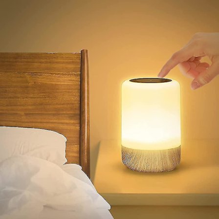 LED-senglampe med berøringsdimmer, bordlampe batteridrevet 8 farger og 3