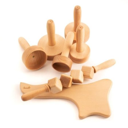 tuuli Brazilian Maderotherapy Massage Kit Wood Massager Cup Gua Sha Roller