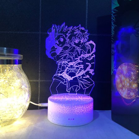 JUSTUP Anime Gon och Killua Nattlampa USB Touch Fjärrkontroll 3D Illusion Lamp för Barn Sovrum Dekoration -- Gang och Qi(Crack Seat)