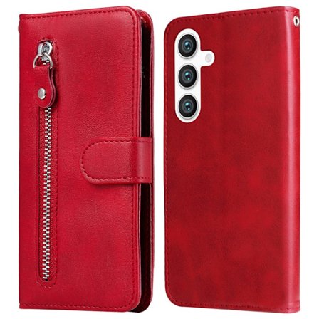 SKALO Samsung S25 Klassisk lynlås Flip Cover - Rød