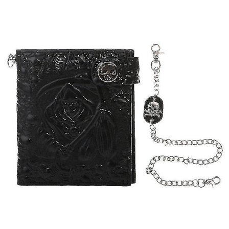 Vintage Skull Lær Lommebok Med Anti Tyveri Kjede For Menn