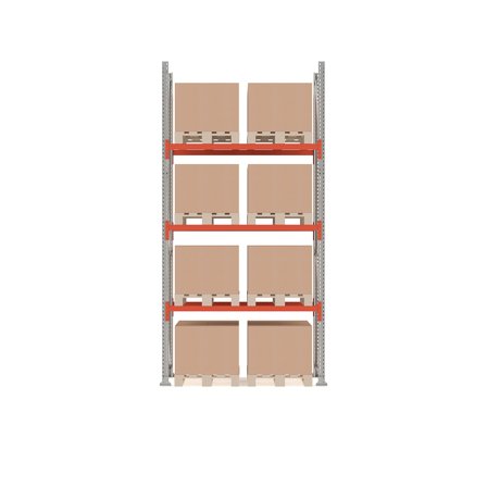 Palettenregal ULTIMATE, Grundmodul, 4000 x 1850 x 1100 mm, 8 Paletten à 1000 kg
