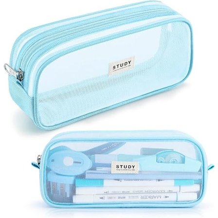 Grid Mesh Penalhus Stor Kapacitet Penalhus Stor Penalhus Med Lynlås Simpel Papirtaske Æstetisk Pen Taske til Skole Tee