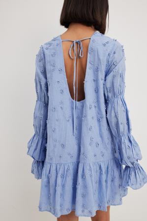 NA-KD Klänning med ärmdetalj - Långärmade Klänningar - Blå - EU 32