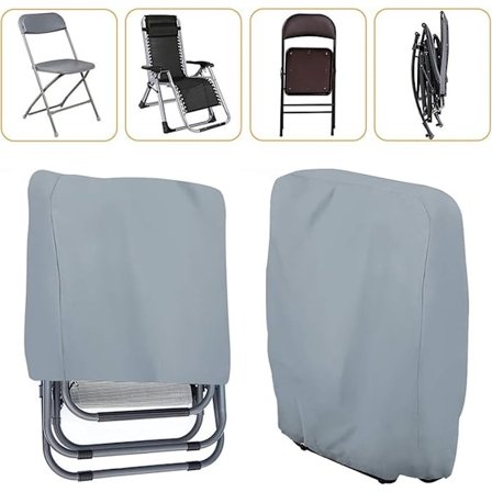 ING Vedenpitävä tuolinpäällinen - puutarhakalusteiden suojus - 71x20/34x110cm - harmaa - 210D Oxford-kangas
