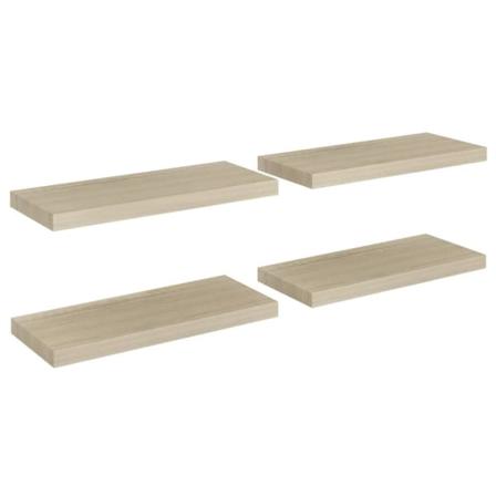 Vidaxl Svävande Vägghyllor 4 St Ek 60x23,5x3,8 Cm Mdf Brun