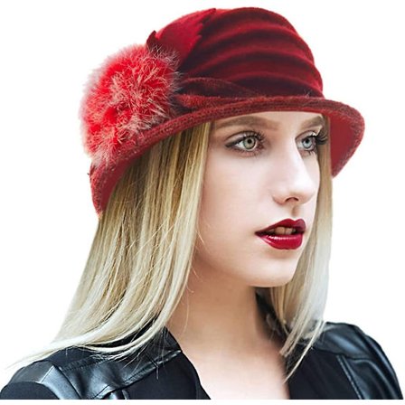 Dam Beretter Vinterhatt Vintage Söt Ull Beret Mössa Hinkhattar 1920-talet