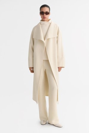 Soft Goat - Long coat - Kashmirjacka - XS - Feather White