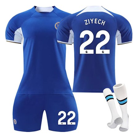 23-24 Chelsea home lasten opiskelijoiden harjoituspuku jersey urheilujoukkue univormu NO.22 ZIYECH