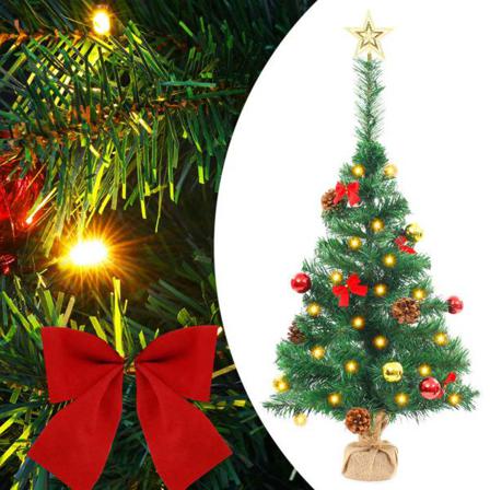 Vidaxl Plastgran Med Julkulor Och Led Grön 64 Cm Grön