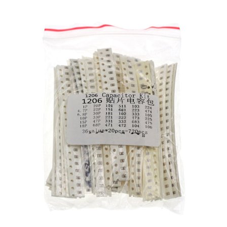 1206 SMD Modstandssæt 1206 0603 0805 SMD Chip Fast Kondensatorsæt 36 Værdi 20 stk =720 stk Chip Modstand Assorterede Prøver