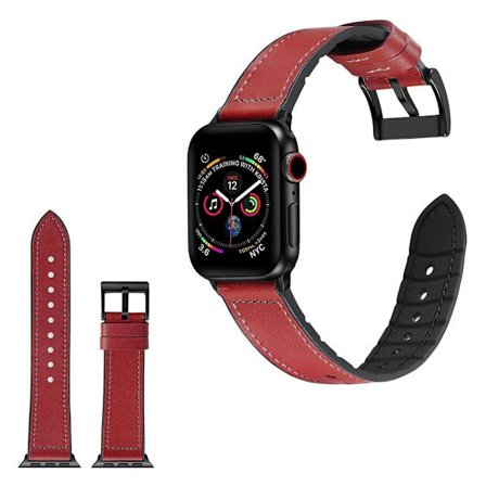 Apple Watch Series 4 44mm hållbar läder klockarmband - röd