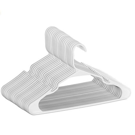 Hemma Stark Klädhängare i Plast (42 cm breda) - Högkvalitativa Klädhängare för Garderober - Hållbara, - Halkfria - Designade för Delikata Kläder (Vita