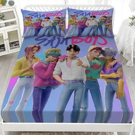 K-POP Demon Hunters Sängkläder Set Demon Hunters Dra-på-lakan Set med Två Örngott wx0915104-FM-