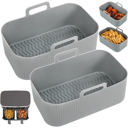 Återanvändbara silikonformar för airfryer, tillbehör för dubbel airfryer (2 st)