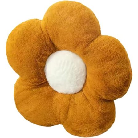 Sød Blomst Pude Plys Blomst Pude Gulvpude Puder (50cm, Brun/Hvid)
