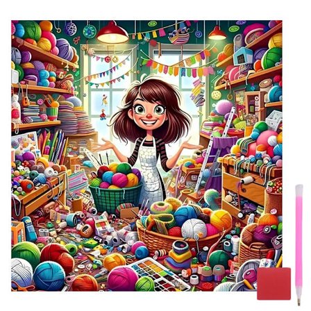 5D Diamant Kunst Sæt til Voksne Begyndere, Garnrum DIY Fuld Rund Bor Diamant Maleri Sæt, Mal efter Diamanter Prikker Ædelstens Kunst Let, Hjem 