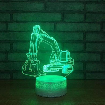 3D Optisk Illusionslampa Nattlampa Grävmaskin 7 Färger Automatisk Färgbyte Touch-brytare med Akryl ED1836 -h