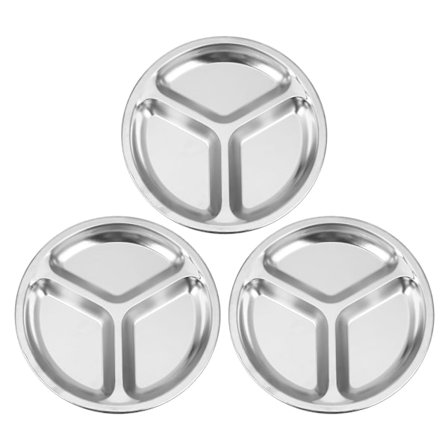 3-osainen pyöreä jaettu lautanen, ruostumaton teräs, halkaisija 24 cm