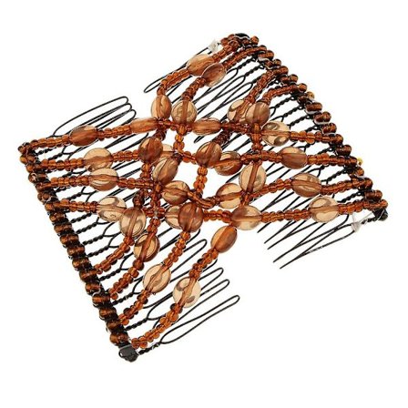 Strækbar Dobbelt Hårkam Clip Sløjfe Perler Dobbelt Clip Hårtilbehør Blå