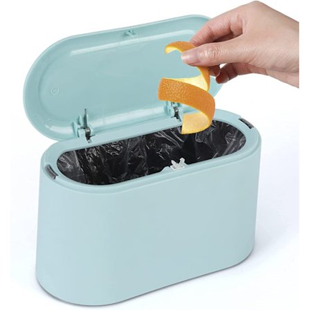 Liten bordspapperskorg, miniplastpapperskorg med lock för badrum