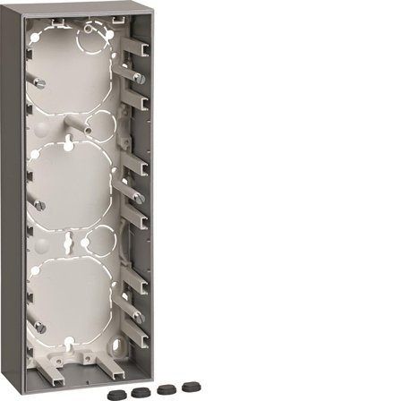 Hager 6310631404 Forhøyningsramme høy 3-roms, sølv, Strømbrytere & vegguttak