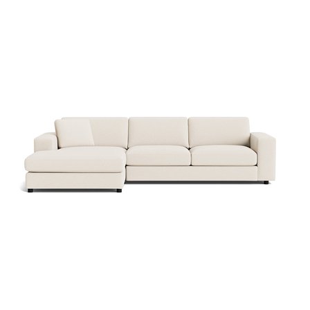 Oasis Chaiselongue-Sofa, links in Loop Creme, modernes Design, hochwertige Federung für hohen Sitzkomfort, zeitloser Stil, Maße 79cm Höhe.
