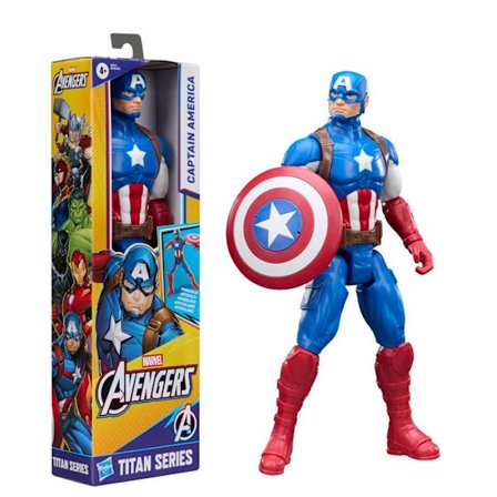 Figurine Captain America 30 cm, Titan Series, superhelte legetøj til børn, Marvel Spider-Man, fra 4 år