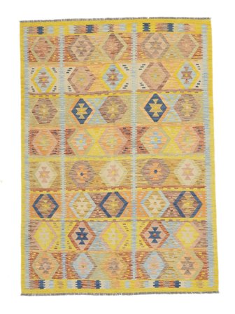 Tapis D'orient Kilim Afghan Old Style 158X225 Orange/Jaune (Laine, Afghanistan)